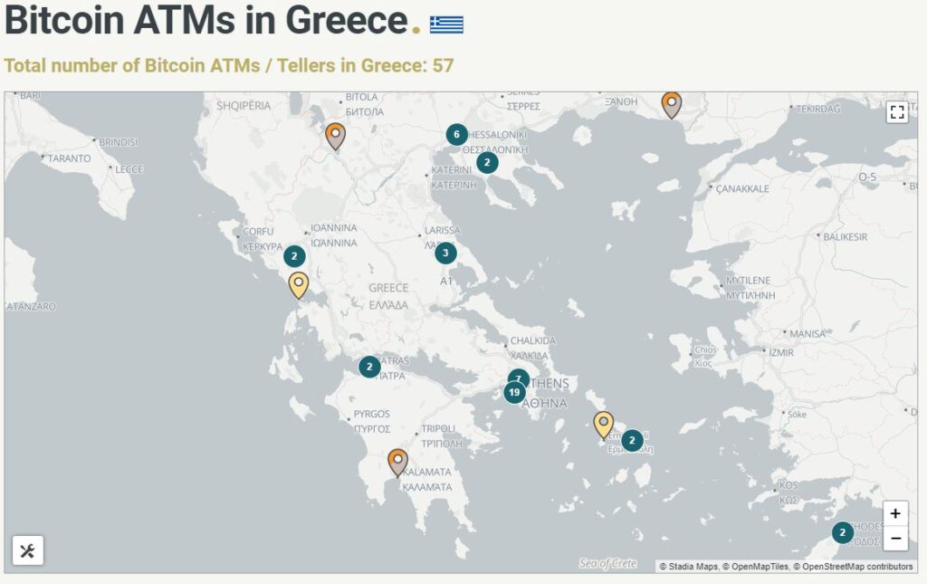ATM σε Bitcoin στην Ελλάδα σύνολο 